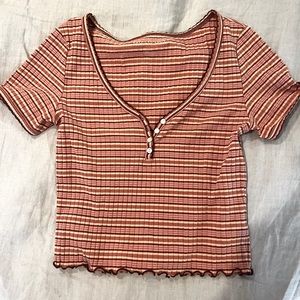 American Eagle Striped Button Crop Top